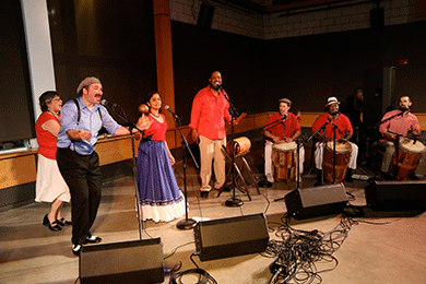 Puerto Rican Bomba performance at CLLAS Symposium, March 2015 / photo by Jack Liu.